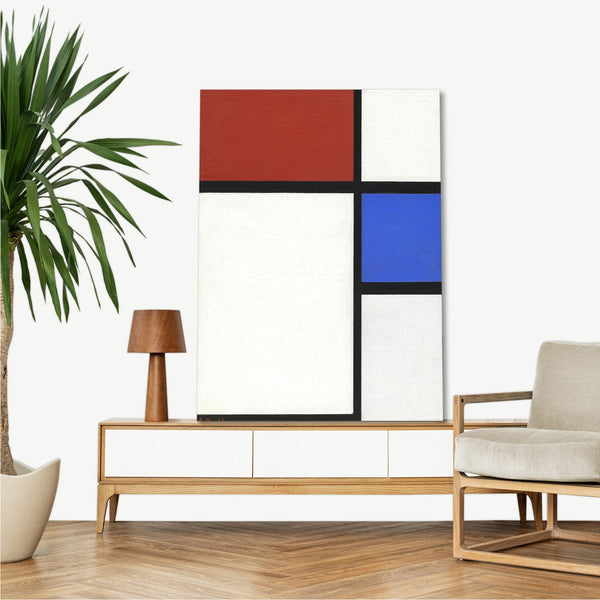 Quadro Stampa su Tela con Telaio in Legno Piet Mondrian - Composition No. II with Red and Blue