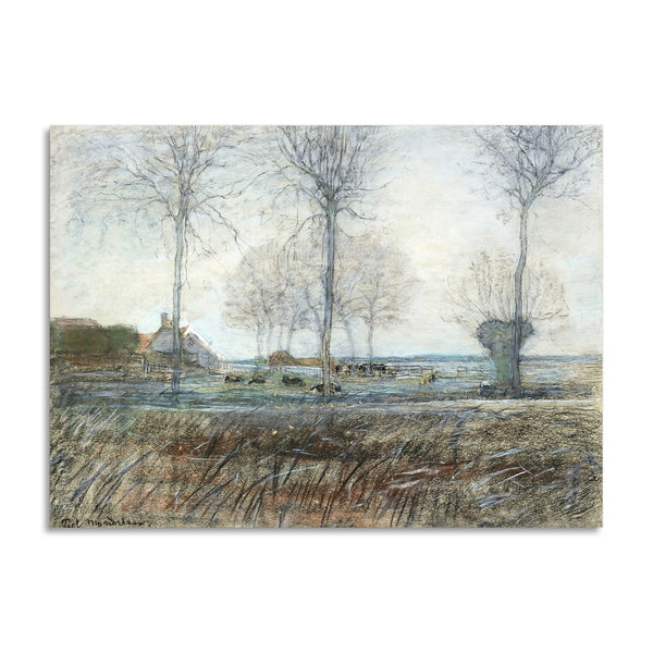 Quadro Stampa su Tela con Telaio in Legno Piet Mondrian - Three Tall Trees in the Foreground