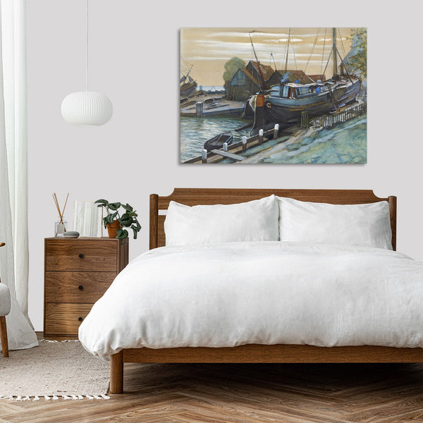 Quadro Stampa su Tela con Telaio in Legno Piet Mondrian - Drydock at Durgerdam