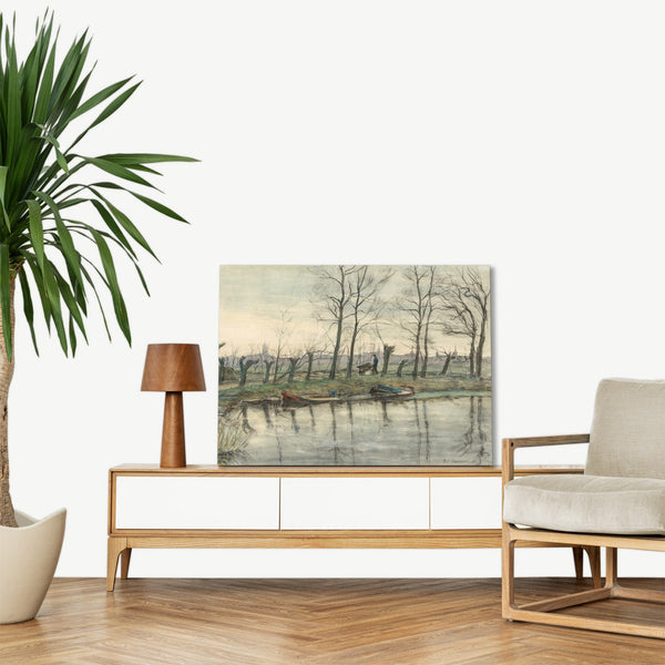 Quadro Stampa su Tela con Telaio in Legno Piet Mondrian - Amsterdam Skyline Viewed from the West