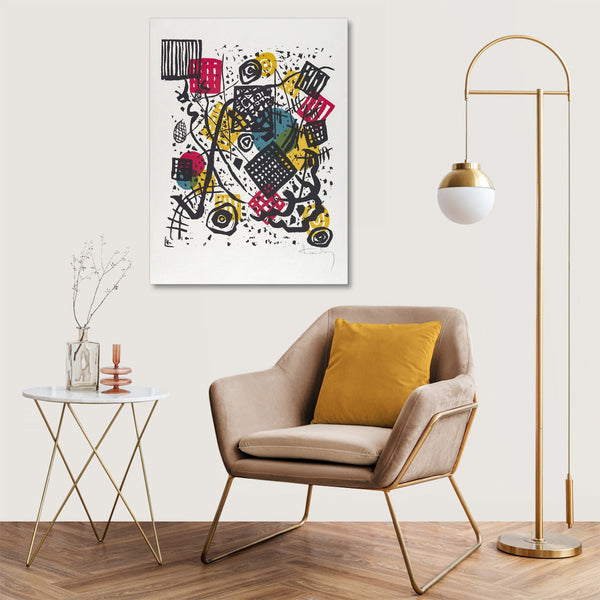 Quadro Stampa su Tela con Telaio in Legno Wassily Kandinsky - Small Worlds V