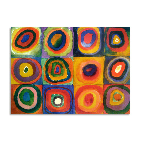 Quadro Stampa su Tela con Telaio in Legno Wassily Kandinsky - Squares with Concentric Circles