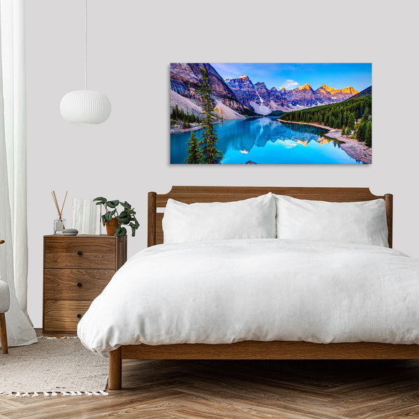 Quadro Stampa su Tela con Telaio in Legno paesaggio montagne