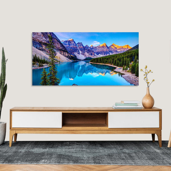 Quadro Stampa su Tela con Telaio in Legno paesaggio montagne