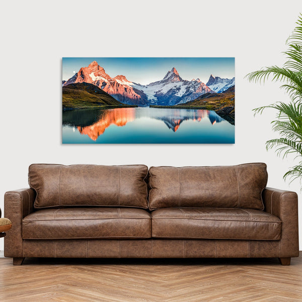 Quadro Stampa su Tela con Telaio in Legno paesaggio montagne
