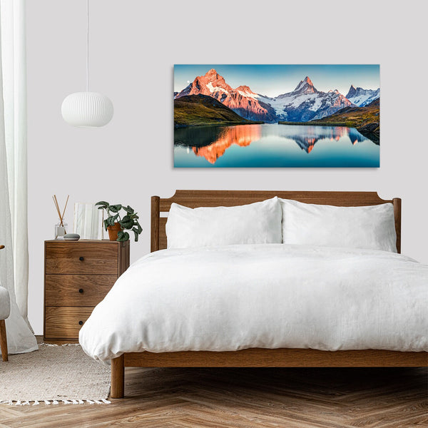 Quadro Stampa su Tela con Telaio in Legno paesaggio montagne