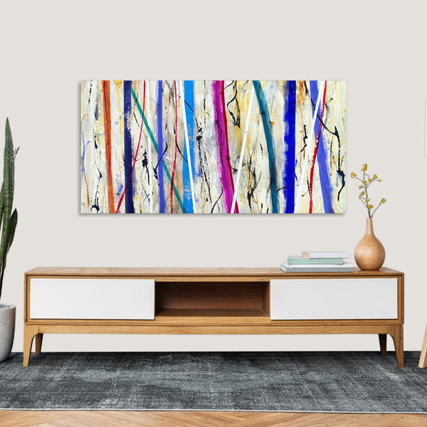 Quadro Stampa su Tela con Telaio in Legno astratto moderno