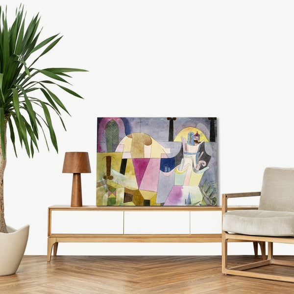 Quadro Stampa su Tela con Telaio in Legno Paul Klee - Black Columns in a Landscape