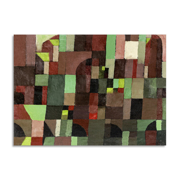 Quadro Stampa su Tela con Telaio in Legno Paul Klee - Red and Green Architecture