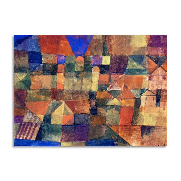 Quadro Stampa su Tela con Telaio in Legno Paul Klee - City with the three domes