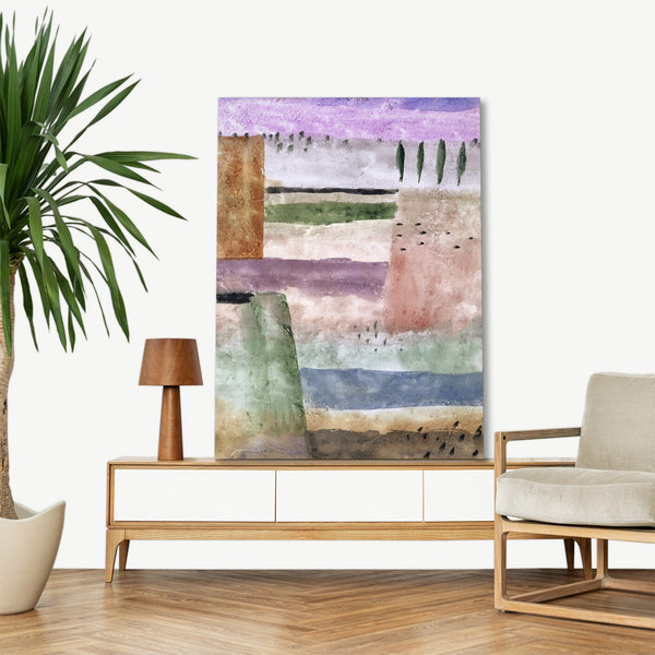 Quadro Stampa su Tela con Telaio in Legno Paul Klee - Landscape with Poplars