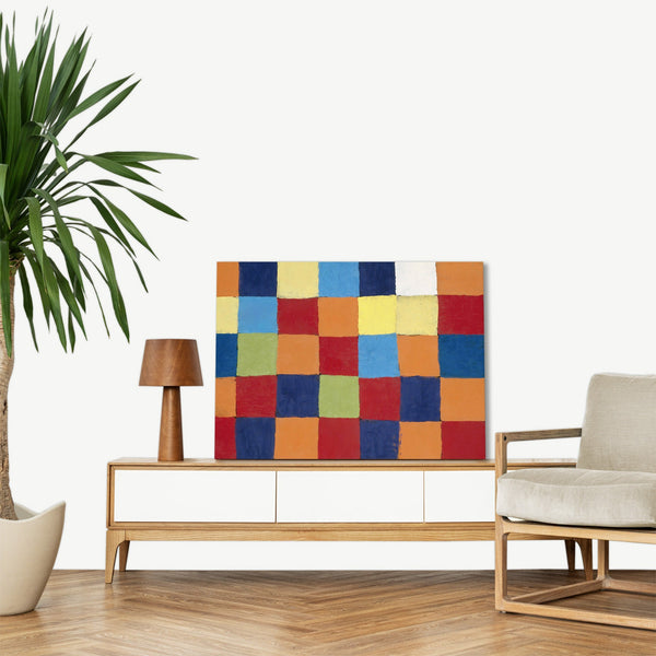 Quadro Stampa su Tela con Telaio in Legno Paul Klee - “Qu 1” color chart