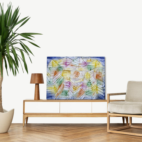 Quadro Stampa su Tela con Telaio in Legno Paul Klee - Theater–Mountain–Construction