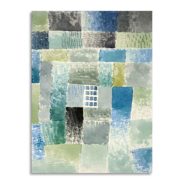 Quadro Stampa su Tela con Telaio in Legno Paul Klee - First house in a settlement