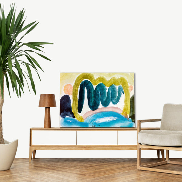 Quadro Stampa su Tela con Telaio in Legno Arthur Dove - Pond in Sunlight