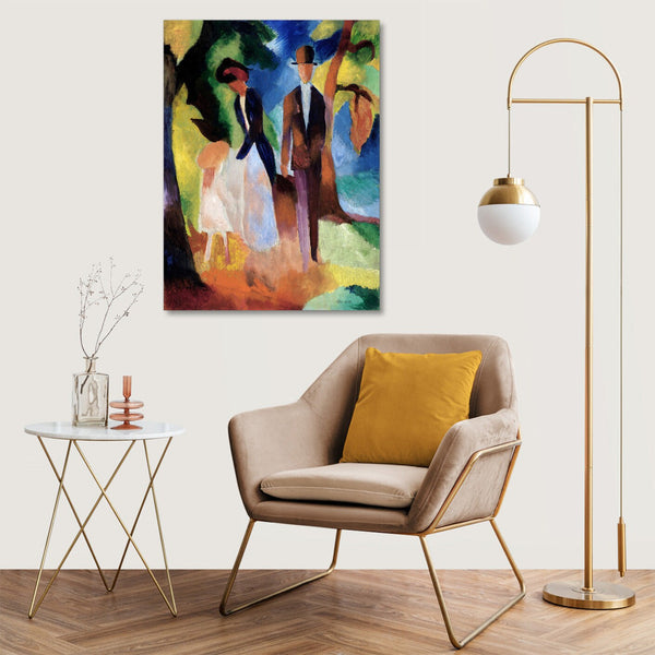 Quadro Stampa su Tela con Telaio in Legno August Macke - People by a Blue Lake