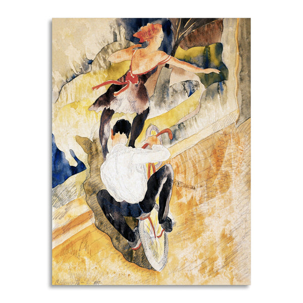 Quadro Stampa su Tela con Telaio in Legno Charles Demuth - Bicycle Acrobats