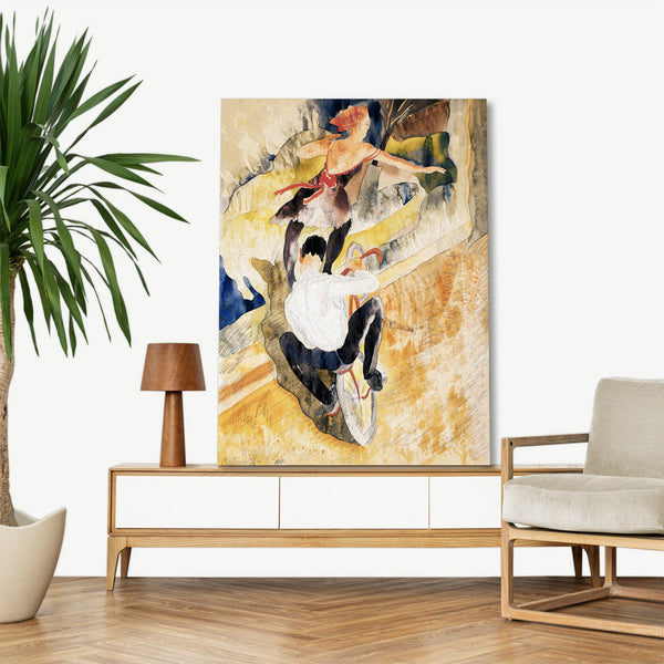 Quadro Stampa su Tela con Telaio in Legno Charles Demuth - Bicycle Acrobats