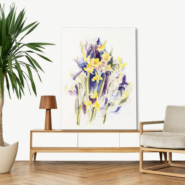 Quadro Stampa su Tela con Telaio in Legno Charles Demuth - Small Daffodils