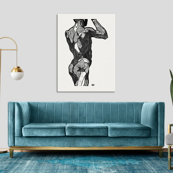 Quadro Stampa su Tela con Telaio in Legno Reijer Stolk - Anatomical study of a man’s back muscles