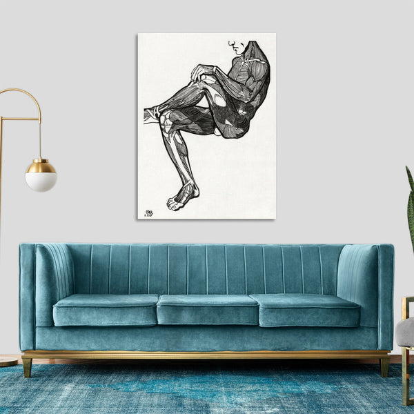 Quadro Stampa su Tela con Telaio in Legno Reijer Stolk - Anatomical study of a man’s leg and arm muscles