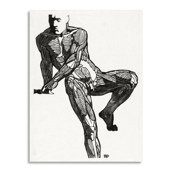 Quadro Stampa su Tela con Telaio in Legno Reijer Stolk - Anatomical study of a man’s chest, stomach and leg muscles