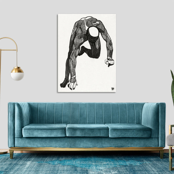 Quadro Stampa su Tela con Telaio in Legno Reijer Stolk - Anatomical study of a man’s neck, arm and leg muscles