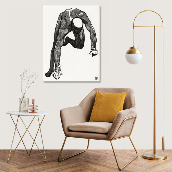 Quadro Stampa su Tela con Telaio in Legno Reijer Stolk - Anatomical study of a man’s neck, arm and leg muscles