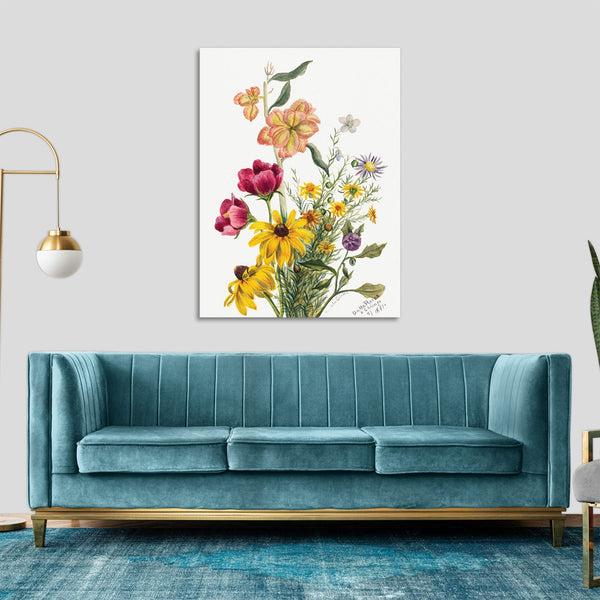 Quadro Stampa su Tela con Telaio in Legno Mary Vaux Walcott - Group of Flowers