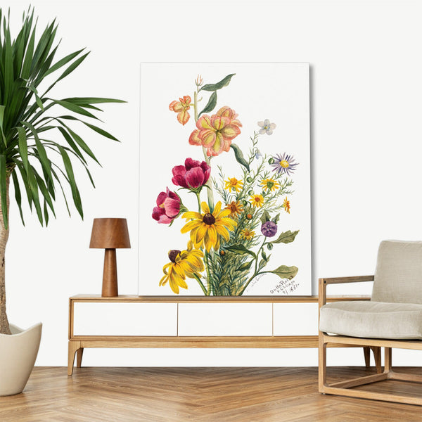 Quadro Stampa su Tela con Telaio in Legno Mary Vaux Walcott - Group of Flowers
