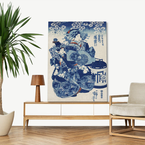 Quadro Stampa su Tela con Telaio in Legno Utagawa Kuniyoshi - Tamaya uchi Usugumo