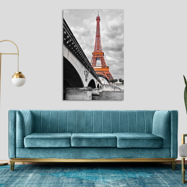 Quadro Stampa su Tela con Telaio in legno panorama parigi