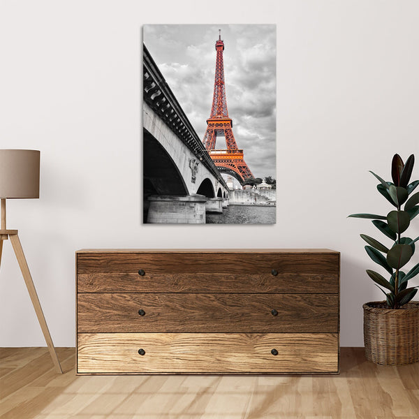 Quadro Stampa su Tela con Telaio in legno panorama parigi