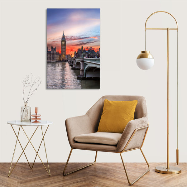 Quadro Stampa su Tela con Telaio in legno panorama londra