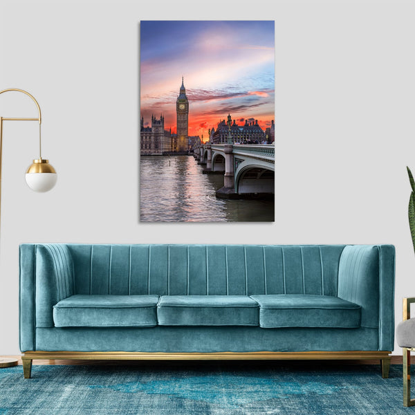 Quadro Stampa su Tela con Telaio in legno panorama londra