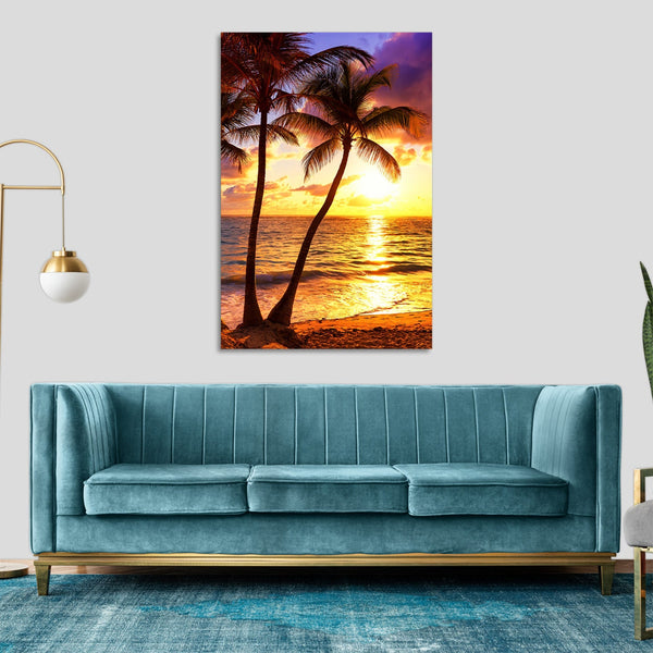 Quadro Stampa su Tela con Telaio in legno panorama isola tropicale