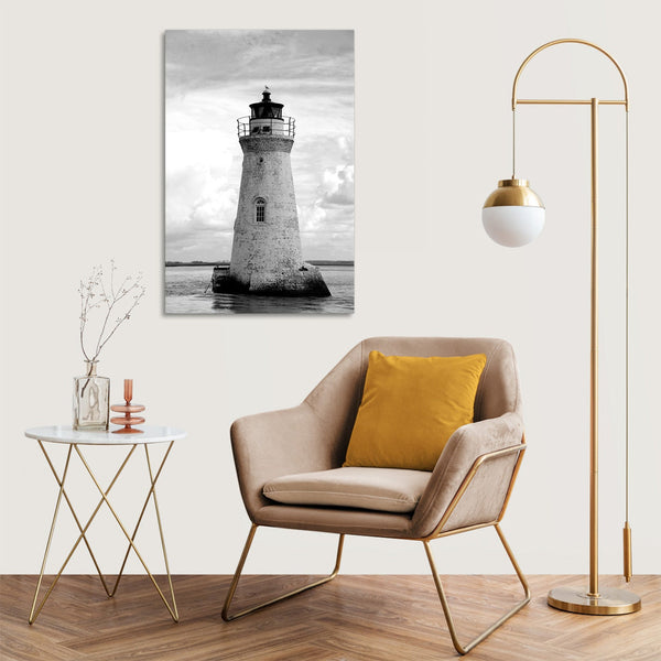 Quadro Stampa su Tela con Telaio in legno faro mare