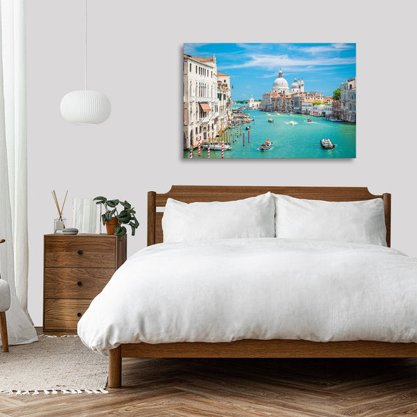 Quadro Stampa su Tela con Telaio in legno panorama venezia