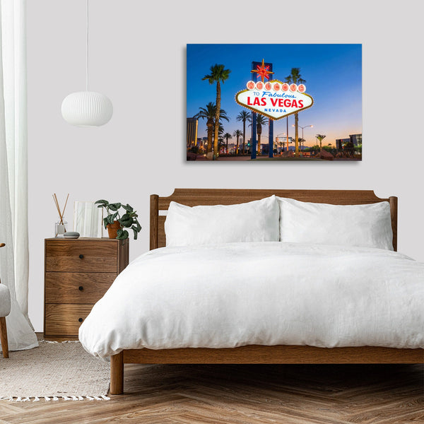 Quadro Stampa su Tela con Telaio in legno panorama las vegas