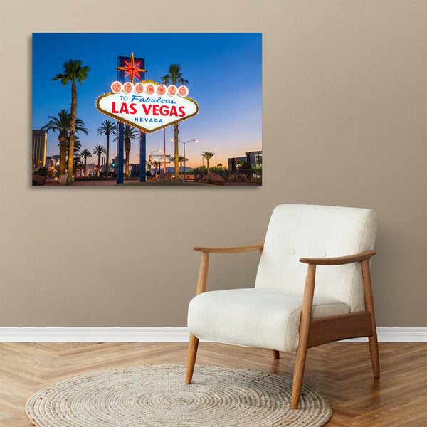 Quadro Stampa su Tela con Telaio in legno panorama las vegas