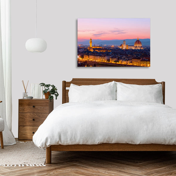 Quadro Stampa su Tela con Telaio in legno panorama firenze