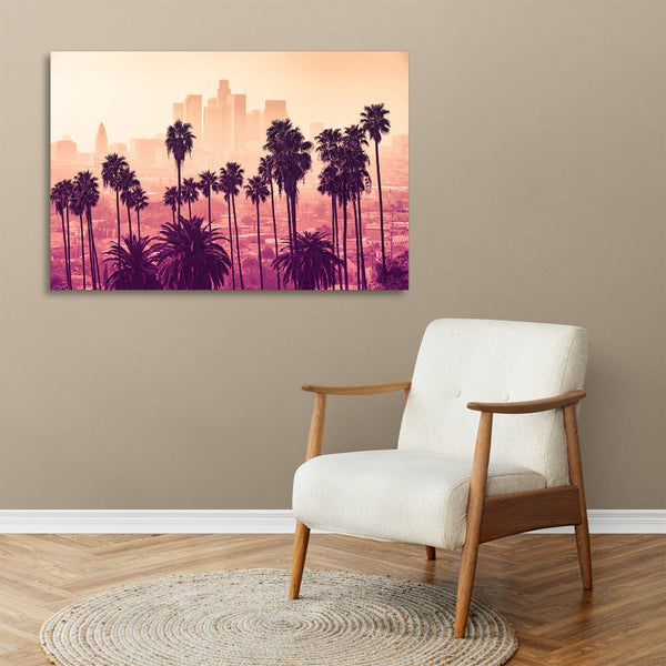 Quadro Stampa su Tela con Telaio in legno panorama los angeles