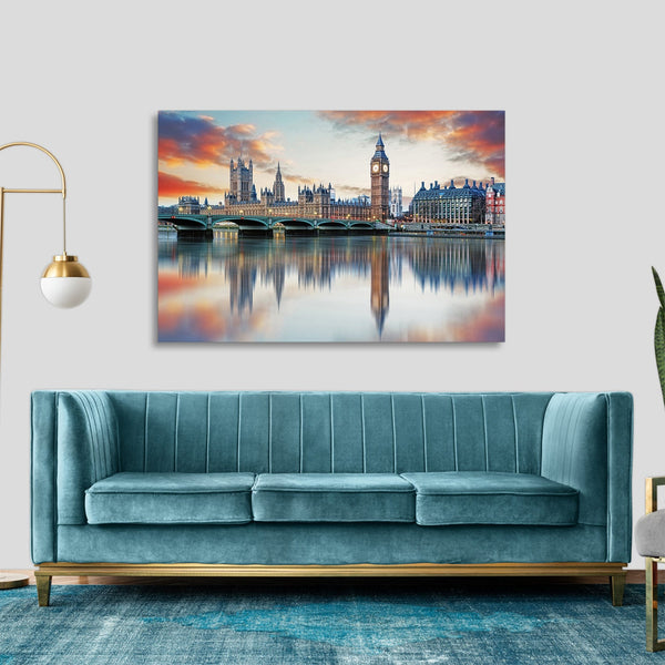 Quadro Stampa su Tela con Telaio in legno panorama londra