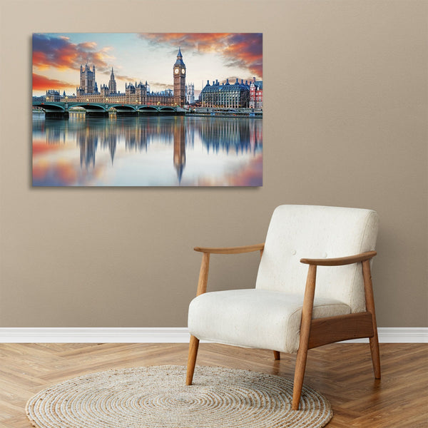 Quadro Stampa su Tela con Telaio in legno panorama londra