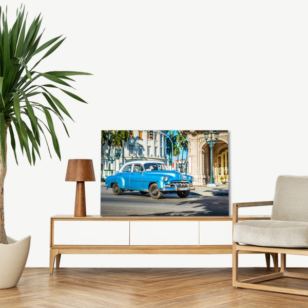 Quadro Stampa su Tela con Telaio in legno panorama L'Avana