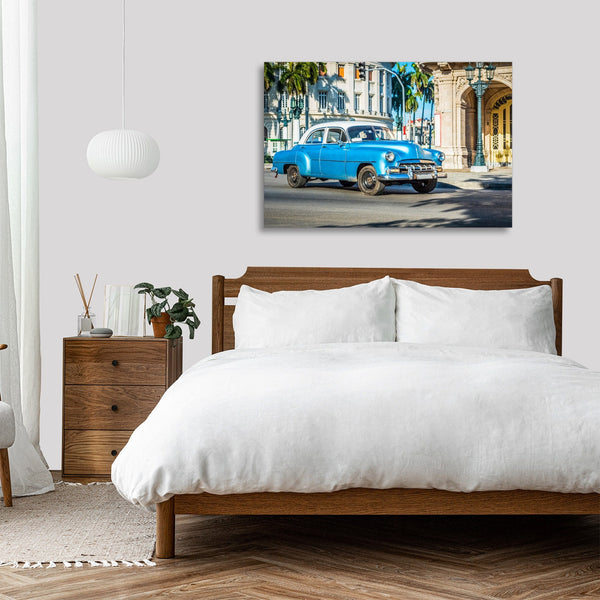 Quadro Stampa su Tela con Telaio in legno panorama L'Avana