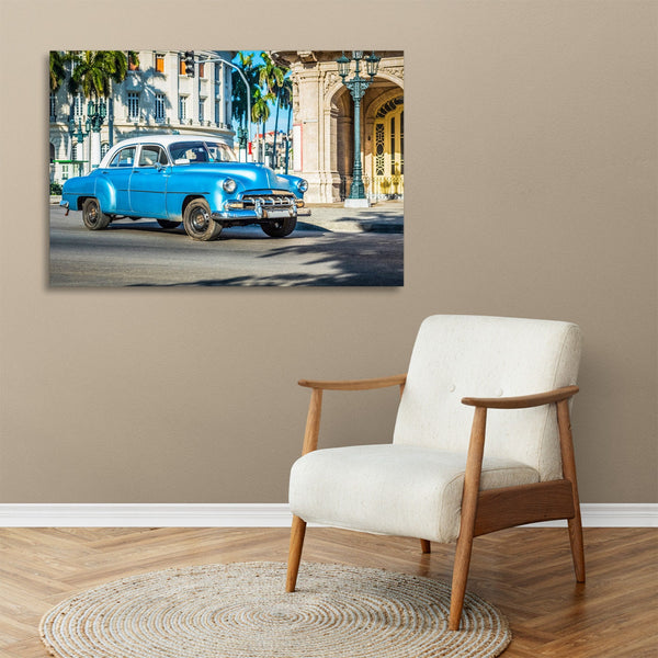Quadro Stampa su Tela con Telaio in legno panorama L'Avana