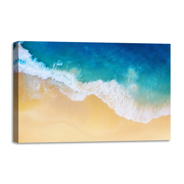 Quadro Stampa su Tela con Telaio in legno panorama mare spiaggia