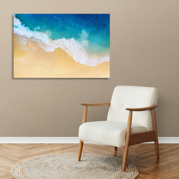 Quadro Stampa su Tela con Telaio in legno panorama mare spiaggia