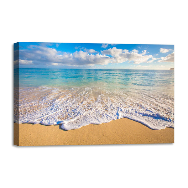 Quadro Stampa su Tela con Telaio in legno panorama mare spiaggia